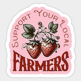 Support Your Local Farmers - Vintage Strawberries Sticker